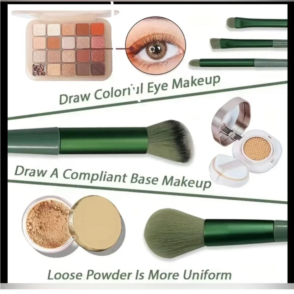 Ipsy glitter makeup bag w/13pcs Soft Makeup Brush Set for daily use.🌿🆕🌿